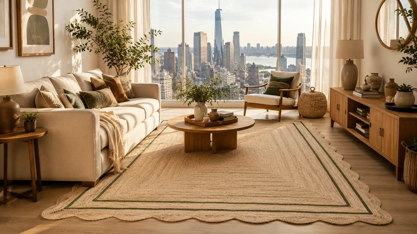 Scalloped Rug 8x10: The Perfect Handmade Jute Rug for Stylish New York Homes